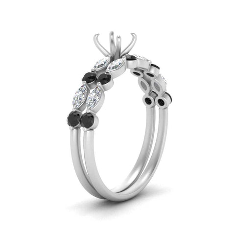 Round And Marquise Bridal Semi Mount Wedding Set