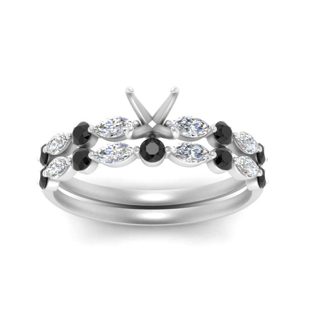 Round And Marquise Bridal Semi Mount Wedding Set