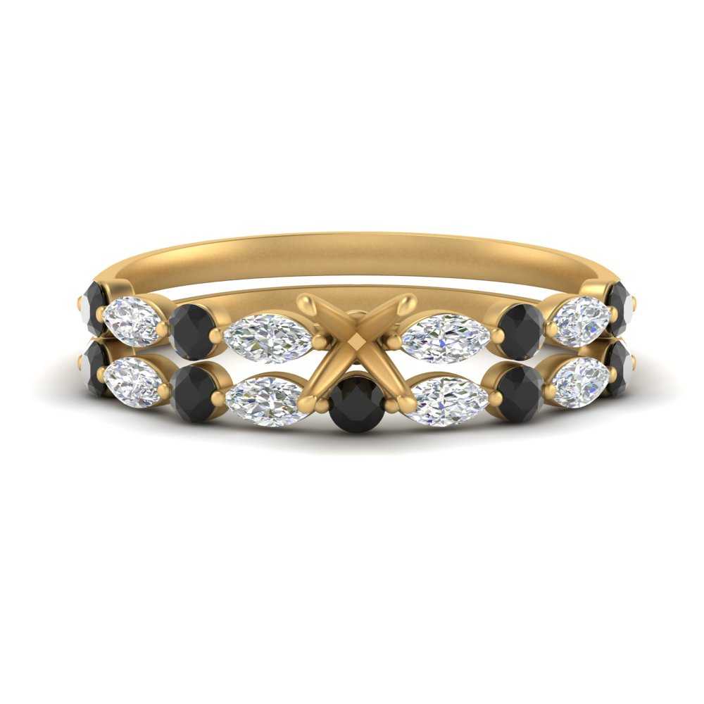 Round And Marquise Bridal Semi Mount Wedding Set