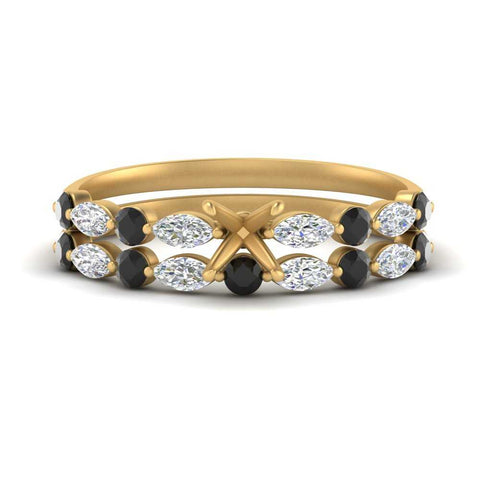 Round And Marquise Bridal Semi Mount Wedding Set