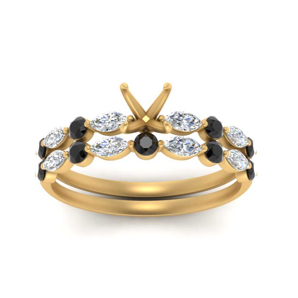 Round And Marquise Bridal Semi Mount Wedding Set