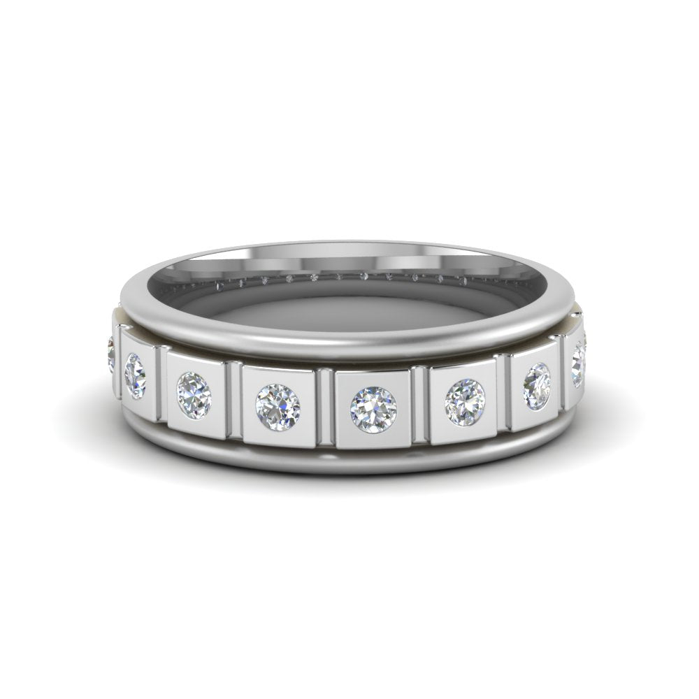 Mens Block Design Engagement Ring