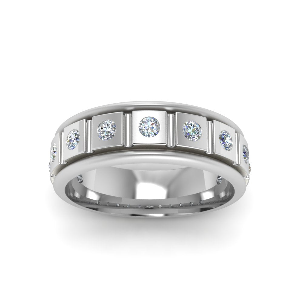 Mens Block Design Engagement Ring