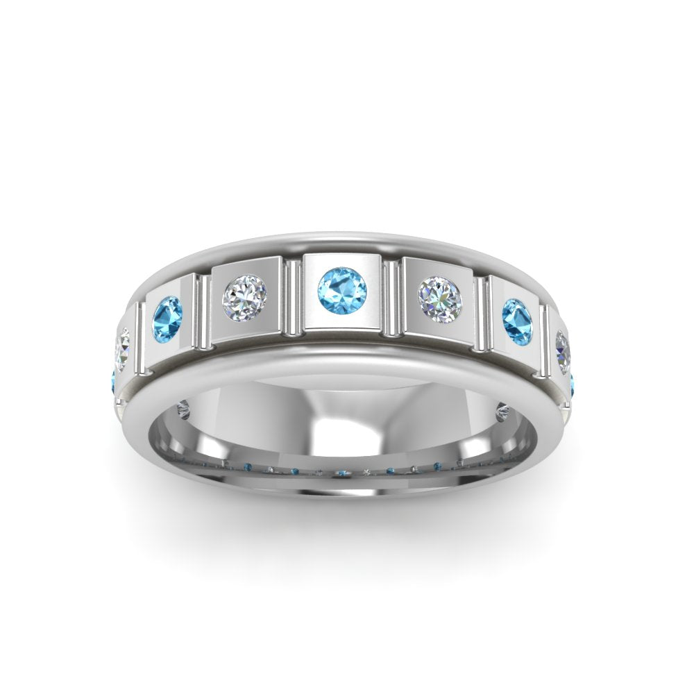 Mens Block Design Engagement Ring