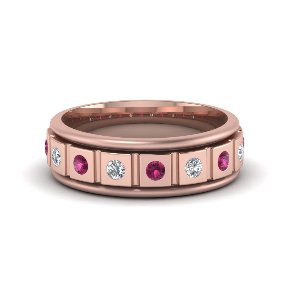 Mens Block Design Engagement Ring