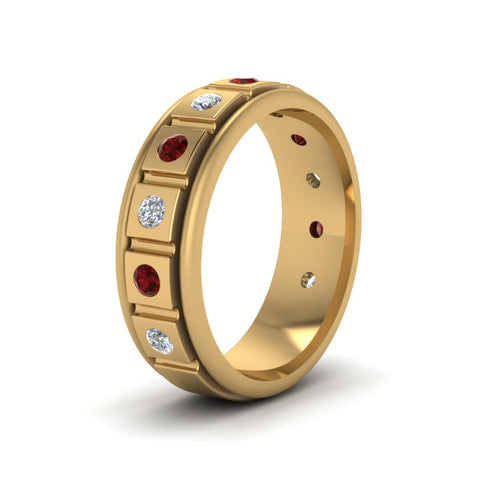 Mens Block Design Engagement Ring