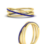 Load image into Gallery viewer, blue-sapphire-criss-cross-wedding-ring-in-yellow-gold-FD11398BGSABL-NL-YG
