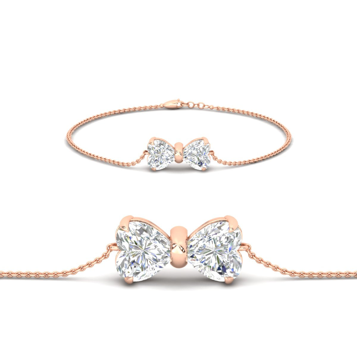 Bow Design Diamond Chain Bracelet