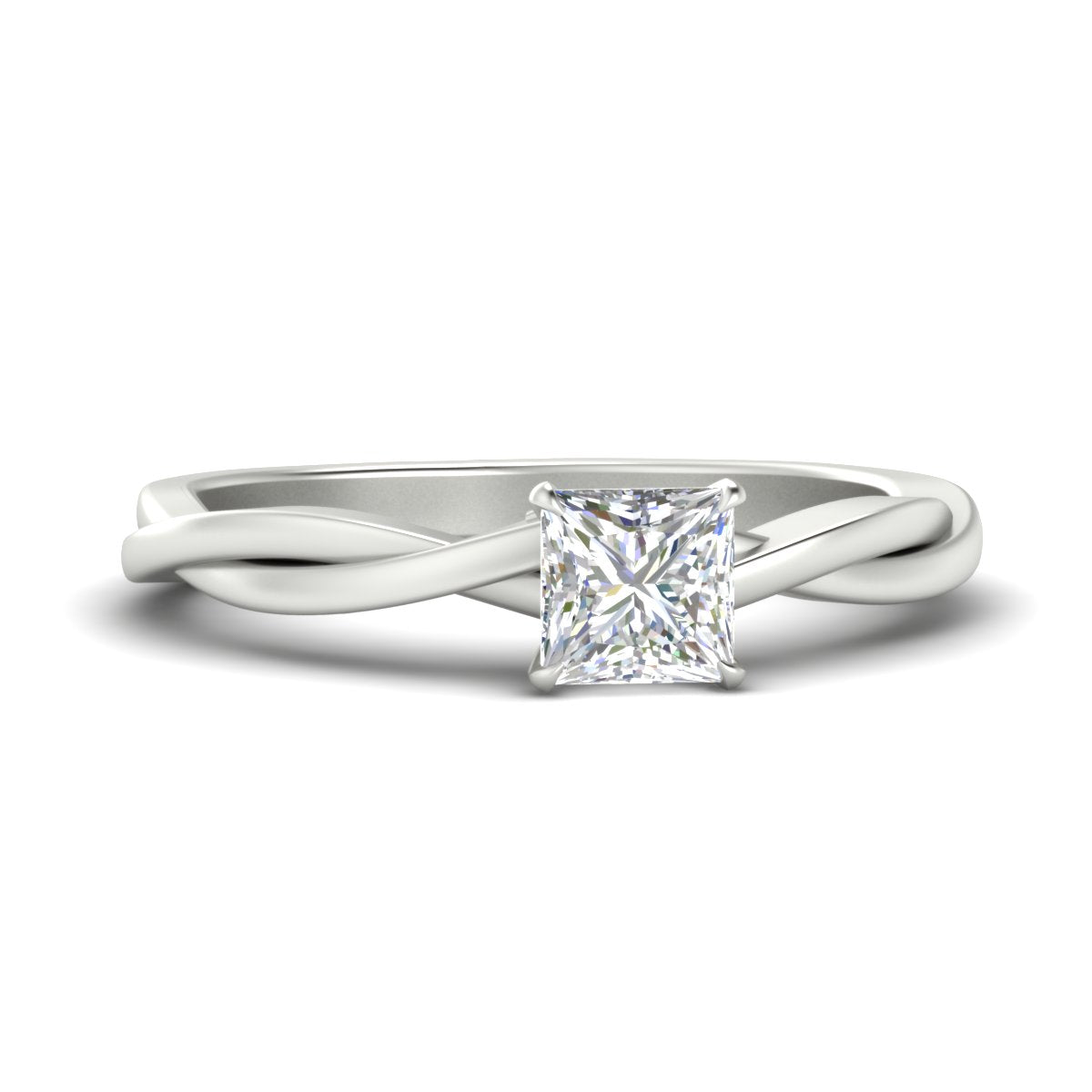 Princess Cut Braided Shank Solitaire Engagement Ring