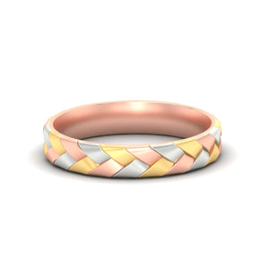 Braided Woven Tri Tone Wedding Band