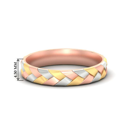 Braided Woven Tri Tone Wedding Band