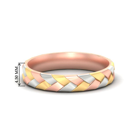 Braided Woven Tri Tone Wedding Band