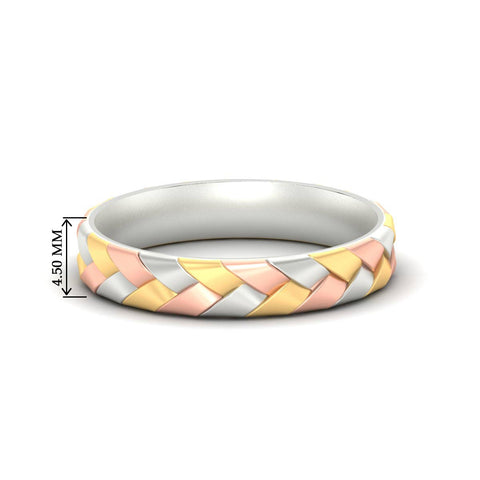 Braided Woven Tri Tone Wedding Band
