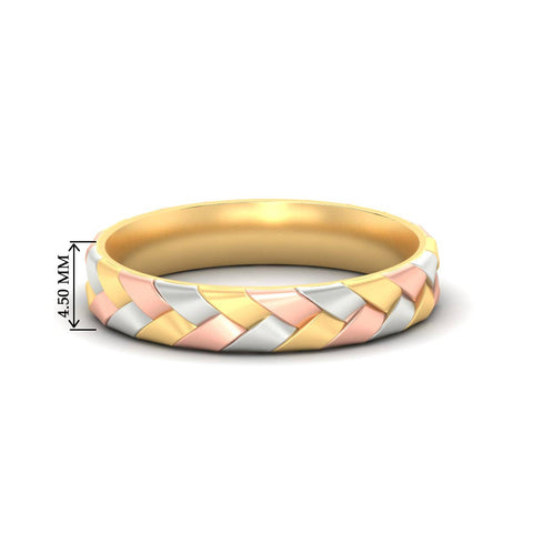 Braided Woven Tri Tone Wedding Band