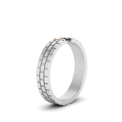Brick Round Stone Mens Wedding Ring