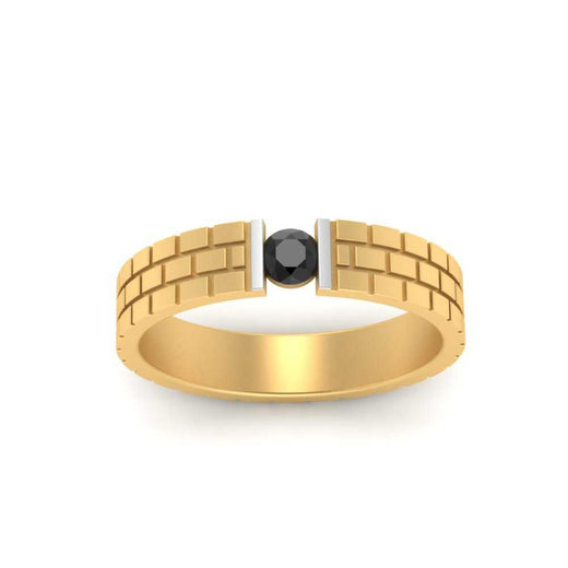 Brick Round Stone Mens Wedding Ring
