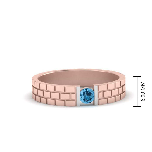 Brick Round Stone Mens Wedding Ring