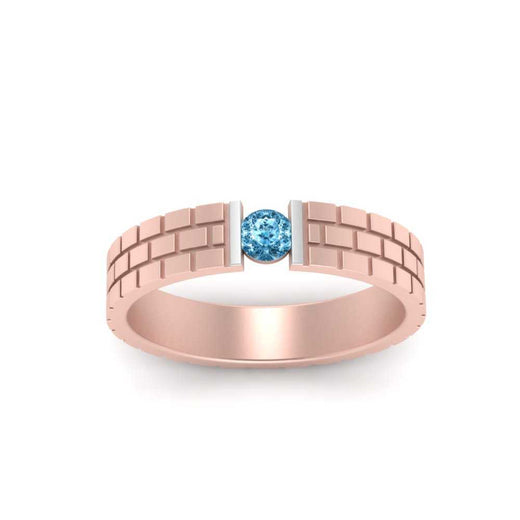 Brick Round Stone Mens Wedding Ring