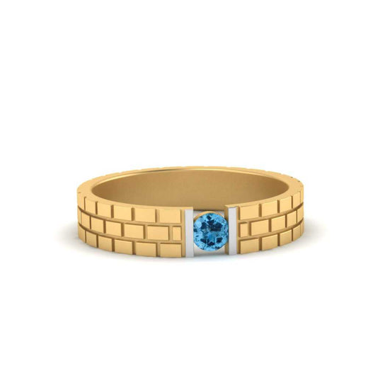 Brick Round Stone Mens Wedding Ring