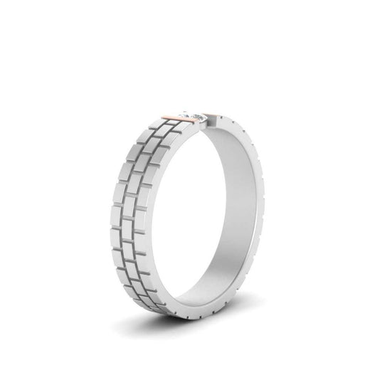 Brick Round Stone Mens Wedding Ring