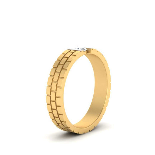 Brick Round Stone Mens Wedding Ring