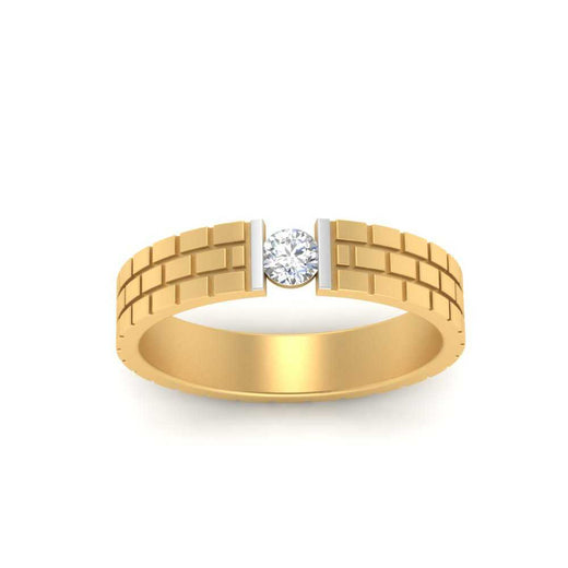 Brick Round Stone Mens Wedding Ring