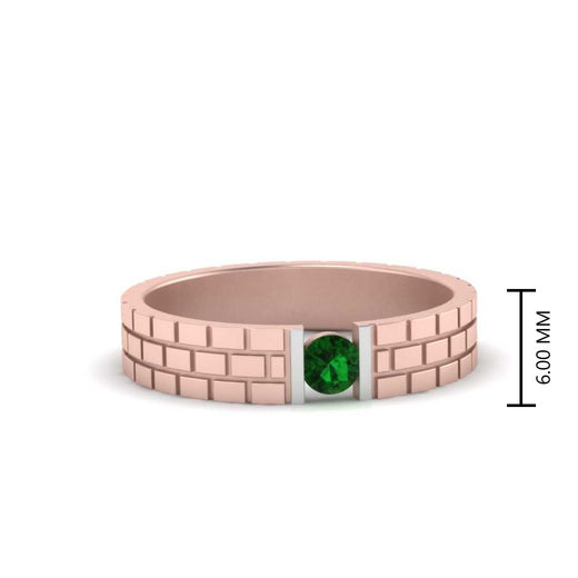 Brick Round Stone Mens Wedding Ring