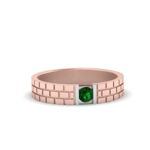 Brick Round Stone Mens Wedding Ring