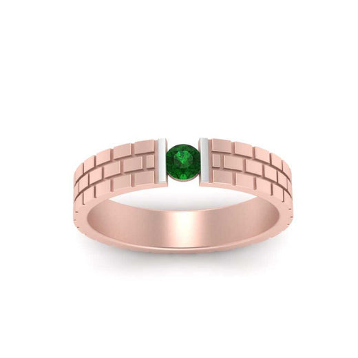 Brick Round Stone Mens Wedding Ring