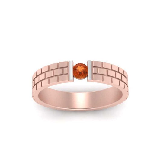Brick Round Stone Mens Wedding Ring