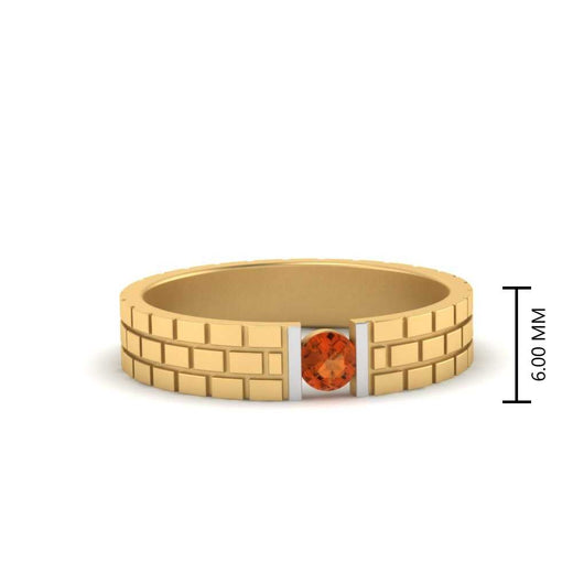 Brick Round Stone Mens Wedding Ring