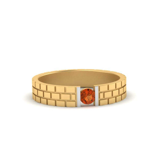 Brick Round Stone Mens Wedding Ring