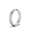 Load image into Gallery viewer, Brick Round Stone Mens Wedding Ring