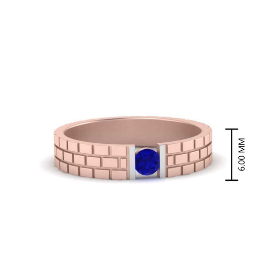 Brick Round Stone Mens Wedding Ring