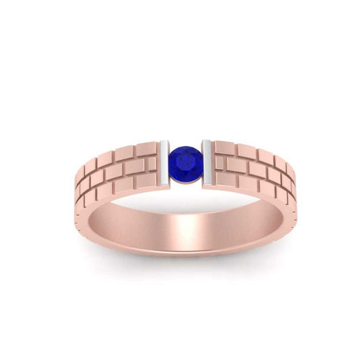 Brick Round Stone Mens Wedding Ring