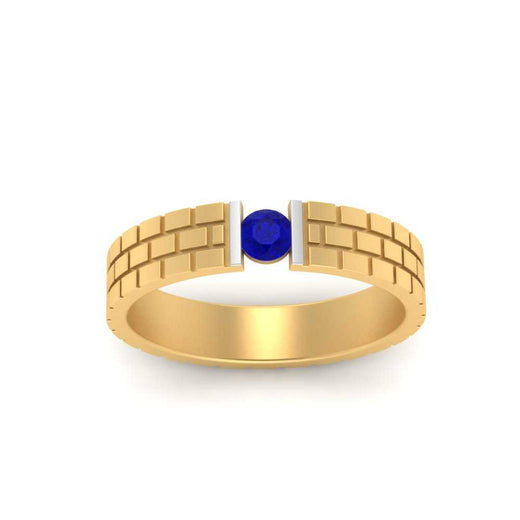 Brick Round Stone Mens Wedding Ring