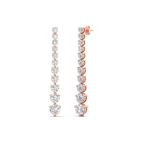 Graduated Round Diamond Drop Earrings
