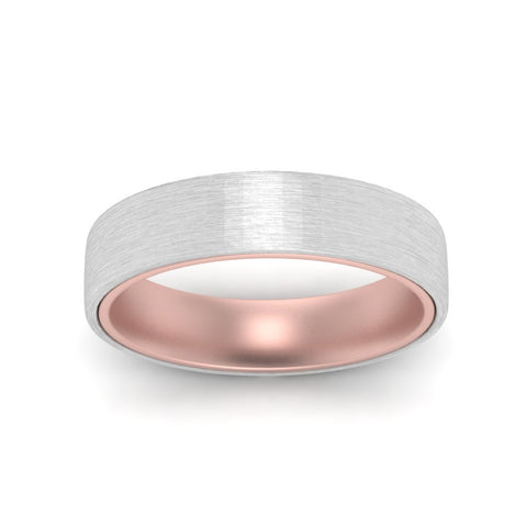 Brushed 2 Tone Mens Wedding Ring