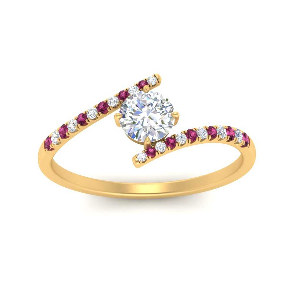 bypass-modern-round-cut-diamond-engagement-ring-with-pink-sapphire-in-FD9984RORGSADRPI-NL-YG