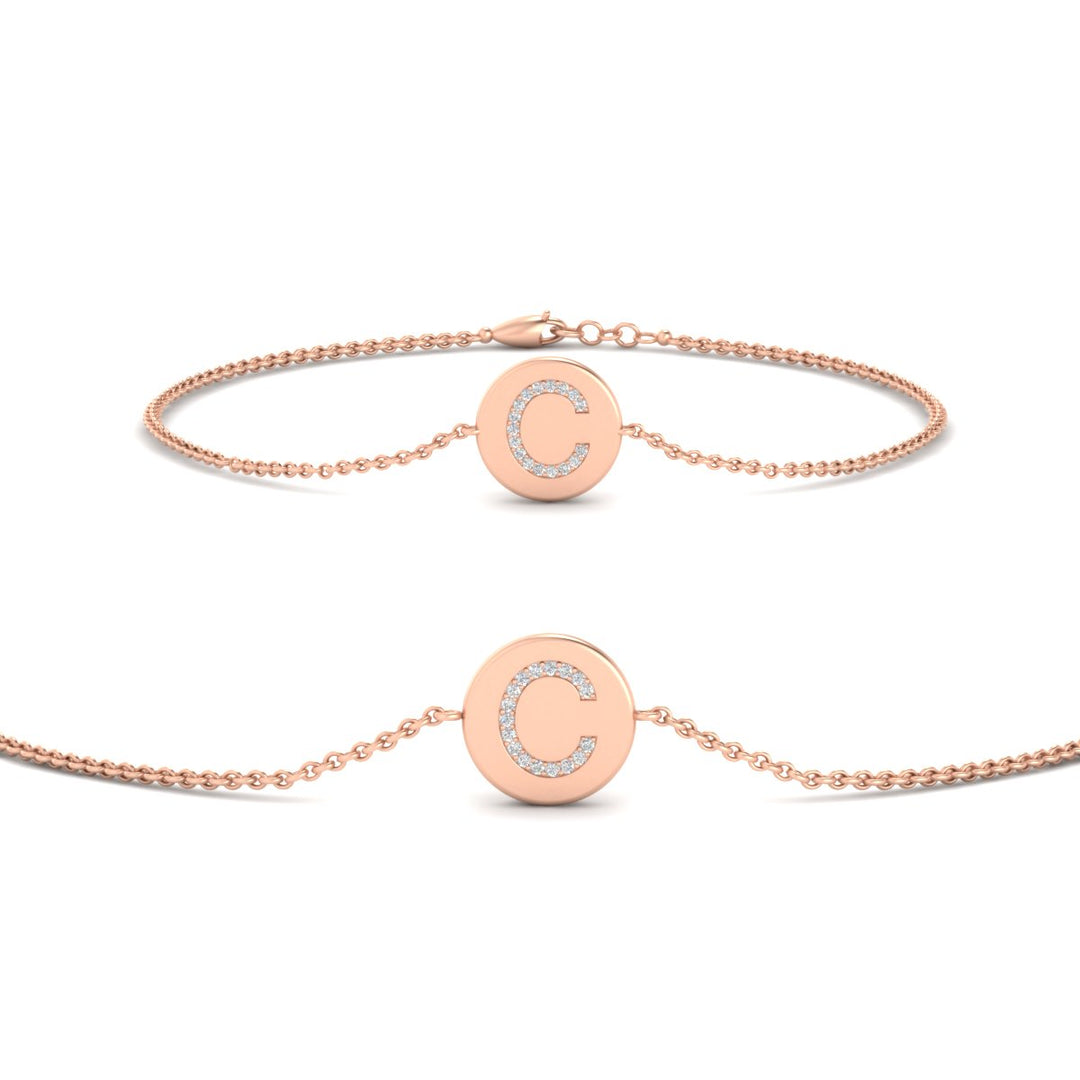 Alphabet disc diamond bracelet