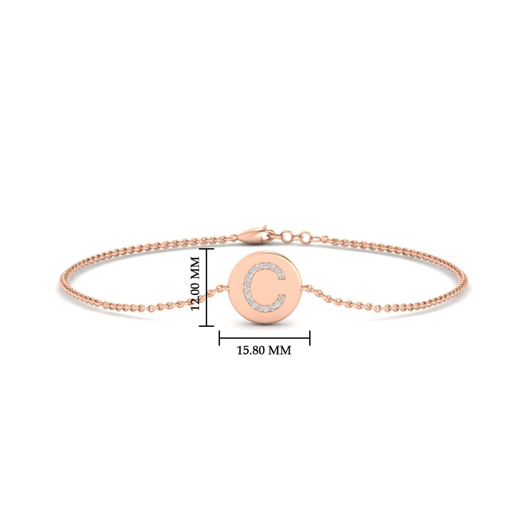 Alphabet disc diamond bracelet