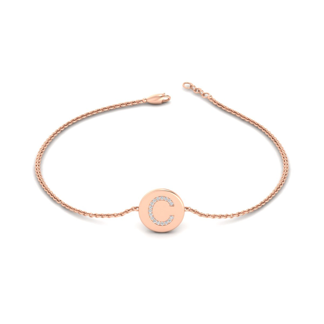 Alphabet disc diamond bracelet