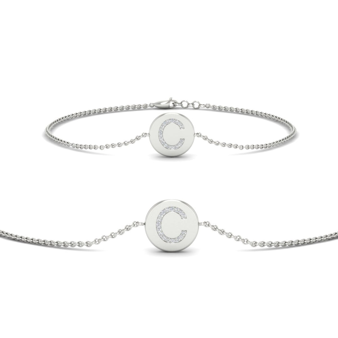 Alphabet disc diamond bracelet
