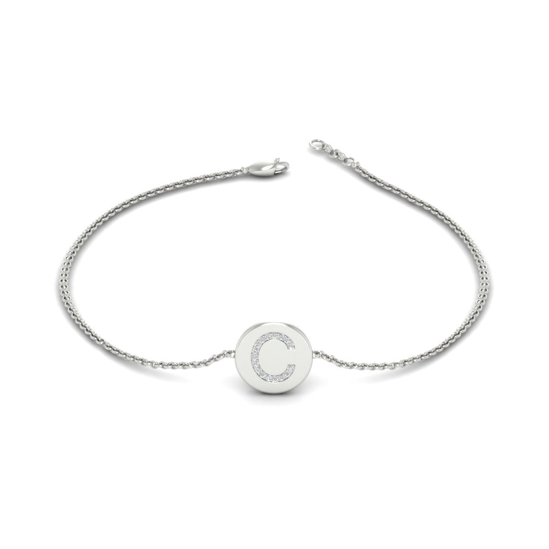 Alphabet disc diamond bracelet