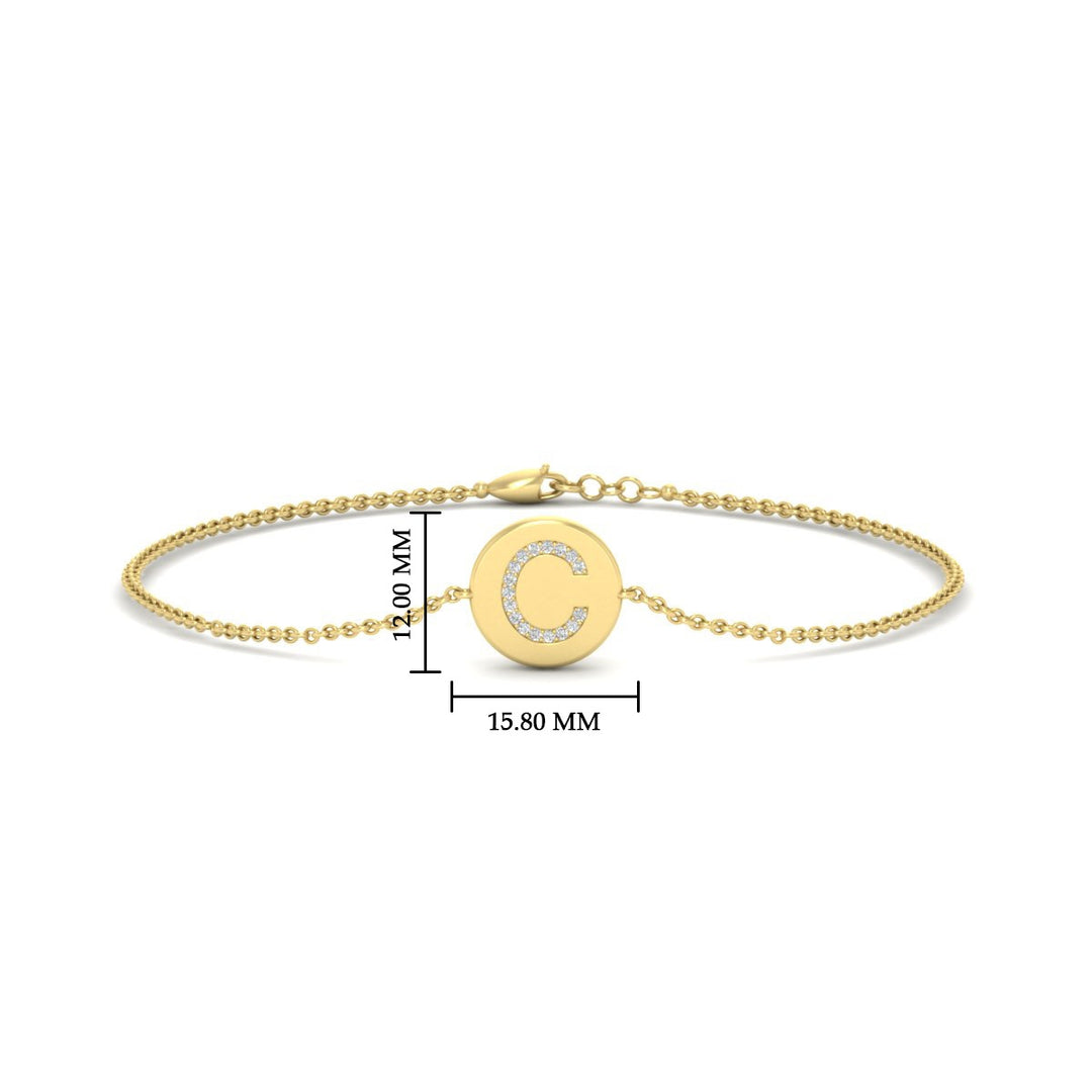 Alphabet disc diamond bracelet
