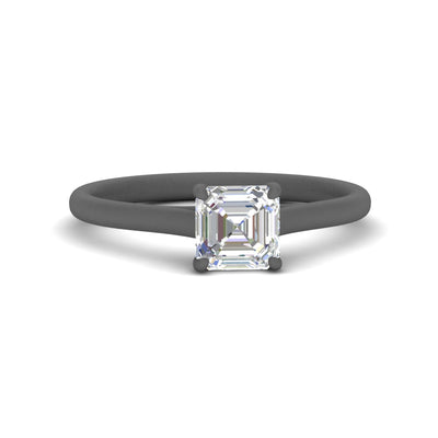 Cathedral Flat Band Asscher Cut Solitaire Engagement Ring