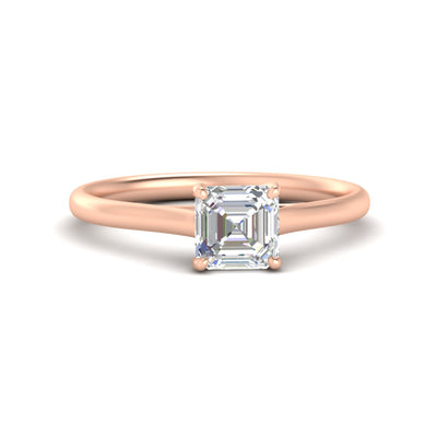 Cathedral Flat Band Asscher Cut Solitaire Engagement Ring