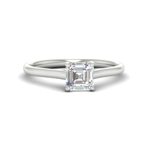 Cathedral Flat Band Asscher Cut Solitaire Engagement Ring