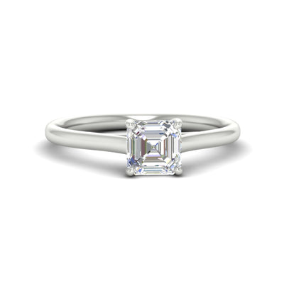 Cathedral Flat Band Asscher Cut Solitaire Engagement Ring