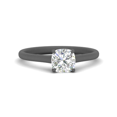 Cathedral Flat Band Cushion Cut Solitaire Engagement Ring